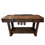 RUSTIC WOOD BAR CONSOLE, DISTRESSED FINISH,