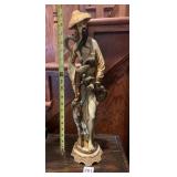 RESIN FIGURINE OF ASIAN FIGURE W/ DRAGONS, BAMBOO