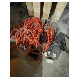 ASSORTED ORANGE EXTENSION CORDS, SURGE PROTECTOR,