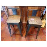 INDUSTRIAL STYLE BAR STOOLS (2), MATTE BLACK