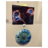 NEBULA PRINT ON METAL, ACRYLIC POUR ROUND CANVAS.