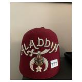 VINTAGE ALADDIN SHRINER FEZ, BURGUNDY FELT,