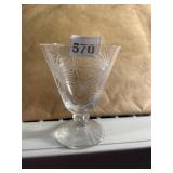 ETCHED GLASS STEMWARE W/ PALM FROND MOTIF (5).