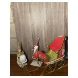 CHRISTMAS FIGURINES, SANTA AND ELF, W/ DECORATIVE