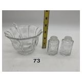 LIDO CRYSTAL BOWL W/ MATCHING SALT AND PEPPER