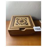 JACKIE & GARY WHITE HINGED WOOD BOX, GEOMETRIC