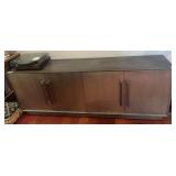 MODERN SIDEBOARD CABINET, GREY WOOD TOP,