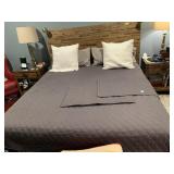 KING GRAY QUILTED BEDSPREAD W/ MATCHING SHAMS,