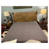 RUSTIC WOOD PLANK HEADBOARD W/ INTEGRATED BRASS