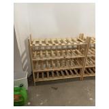 VTG PINE WINE RACK, FREESTANDING, 4-TIER, SLATTED
