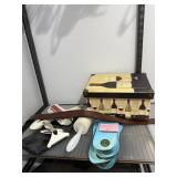WINE THEMED STORAGE BOX, LEATHER BELT, LINT