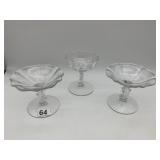 VINTAGE CRYSTAL COMPOTES, ETCHED PALM FROND