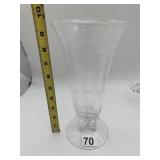 LIDO CRYSTAL  VASE, PALM TREE MOTIF, FLARED RIM,