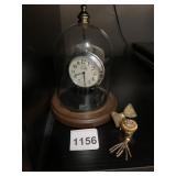 VINTAGE DULGARD POCKET WATCH IN GLASS DOME W/