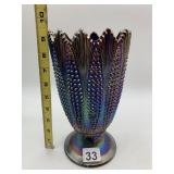 VINTAGE CARNIVAL GLASS VASE, IRIDESCENT FINISH,