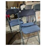 FOLDING CHAIRS (2), BLUE UPHOLSTERED SEATS, METAL