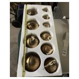 VTG GLASS CHRISTMAS ORNAMENTS, GOLD METALLIC