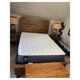 RUSTIC WOOD BED FRAME: PLANK STYLE HEADBOARD,