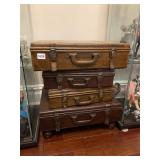 VINTAGE LUGGAGE SUITCASES, LEATHER-LOOK EXTERIOR,