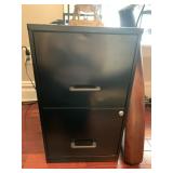 METAL TWO-DRAWER FILING CABINET, BLACK FINISH,