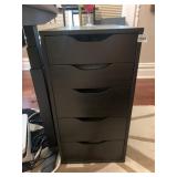 MODERN LAMINATE FIVE-DRAWER FILING CABINET, BLACK