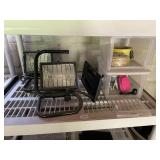 PORTABLE WORK LIGHTS (2), PLASTIC STORAGE BINS