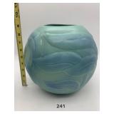 VAN BRIGGLE POTTERY VASE, TURQUOISE TO BLUE
