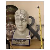 L.N. FOWLER PHRENOLOGY BUST, CERAMIC, MARKED