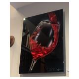 DE RUBEIS SIGNED ARTWORK, POURING WINE GLASS,