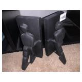 PR MODERNIST STYLE FIGURAL BOOKENDS, MATTE BLACK