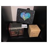 WOODEN TRINKET CHEST W/ METAL EMBOSSING,
