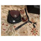 LEATHER HARNESS W/ WINGED EMBLEM POUCH, SMALL