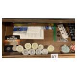 ASSORTED BATTERIES, LED TEA LIGHTS, COFFEE THEMED
