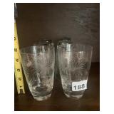 LIDO CRYSTAL TUMBLERS, PALM TREE MOTIF, HEAVY