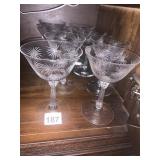 LIDO CRYSTAL COUPE GLASSES, PALM TREE MOTIF,