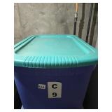 PLASTIC STORAGE BIN W/ LID.