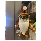 STEAMPUNK GNOME FIGURE, METALLIC GOLD AND RED
