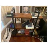 WOOD AND METAL SHELVING UNIT, 3 TIERS, 40 IN H X
