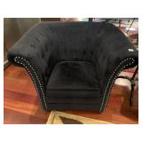 TUFTED VELVET CLUB CHAIR, BLACK UPHOLSTERY,