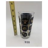 VINTAGE MEDICAL DRINKING GLASS, BLACK AND GOLD