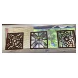 FRANK LLOYD WRIGHT COLLECTION WOODEN TRIVETS (3),