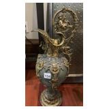VINTAGE ORNATE METAL PITCHER, GILT FINISH, CHERUB