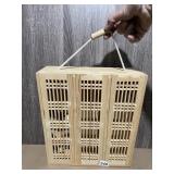 WOODEN LATTICE STORAGE BOX W/ ROPE HANDLE.