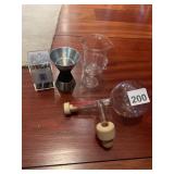 BARWARE SET W/ JIGGER, GLASS BEAKERS, GLASS