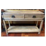 RUSTIC CONSOLE TABLE WITH GLASS TOP,