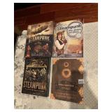ASSORTED STEAMPUNK THEMED BOOKS, GEAR GADGETS AND