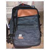 POWAITER BLUE BACKPACK W/ BROWN FAUX LEATHER