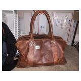 LEATHER WEEKENDER BAG, BROWN, TEXTURED FINISH,