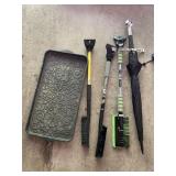SWORD HANDLE UMBRELLA, TELESCOPING SNOW BRUSHES