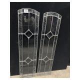 STAINED GLASS WINDOW PANELS (2), LEADED GLASS W/